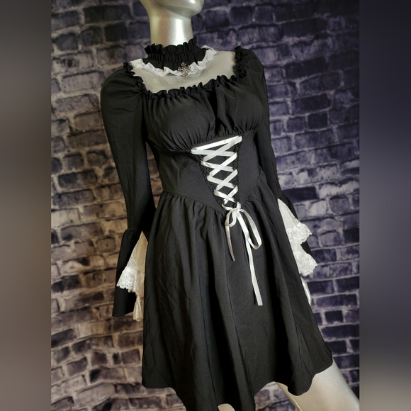 NWT! Cottage Witch Goth Lace Bell Sleeve Peasant Dress ~ by Dark In Love - Picture 10 of 12